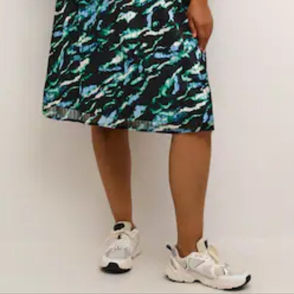 Kaffe | Elevated A-Line Blue Black Abstract  Print Skirt NWT - Picture 5 of 9